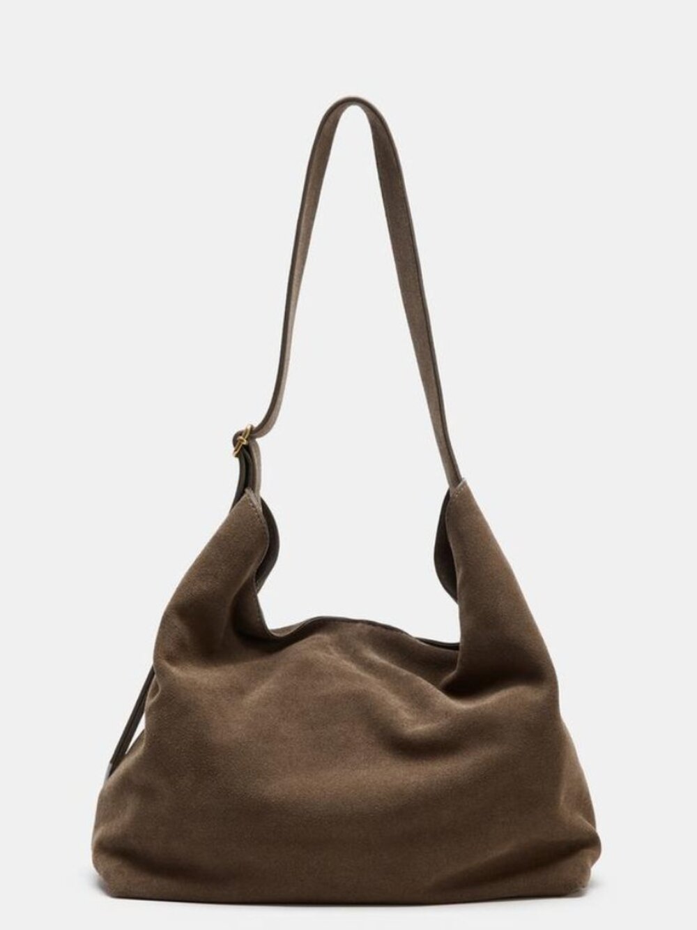 ZARA Maxi Leather Bucket Shoulder Bag, Brown 6076/710/700 NWT $189